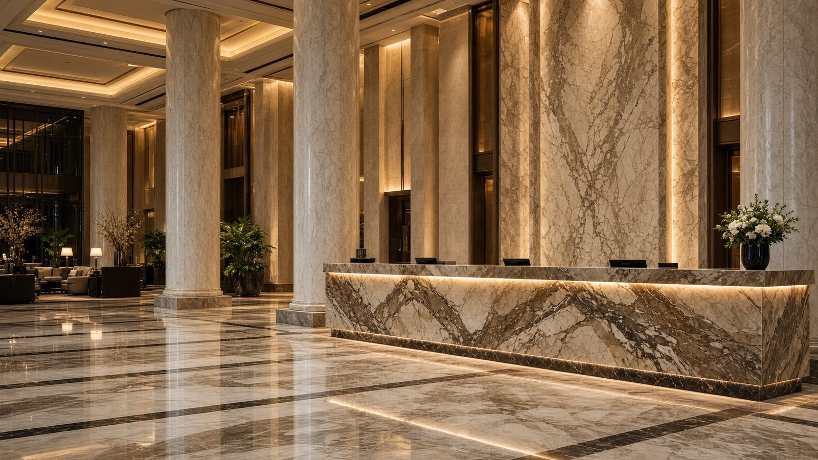 Hotel lobby in marble